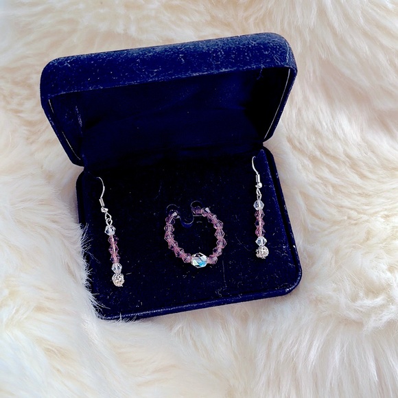 ✨Stunning Dainty 2pc Silver AAA+💎Crystals + Amethyst Diamonds Set 💯%Authentic✨ - Picture 5 of 16